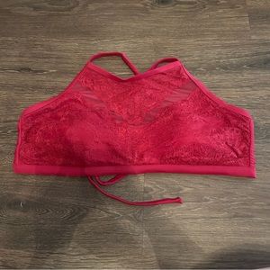 Red Lace Bikini Swim Top